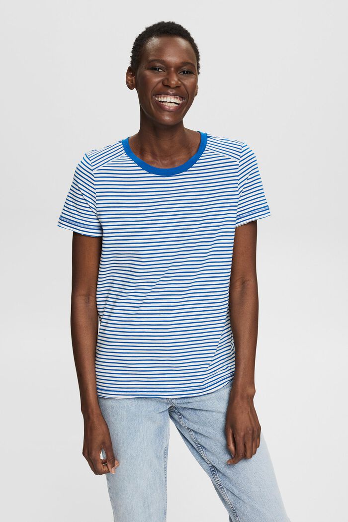 Striped cotton T-shirt, BLUE, detail image number 0