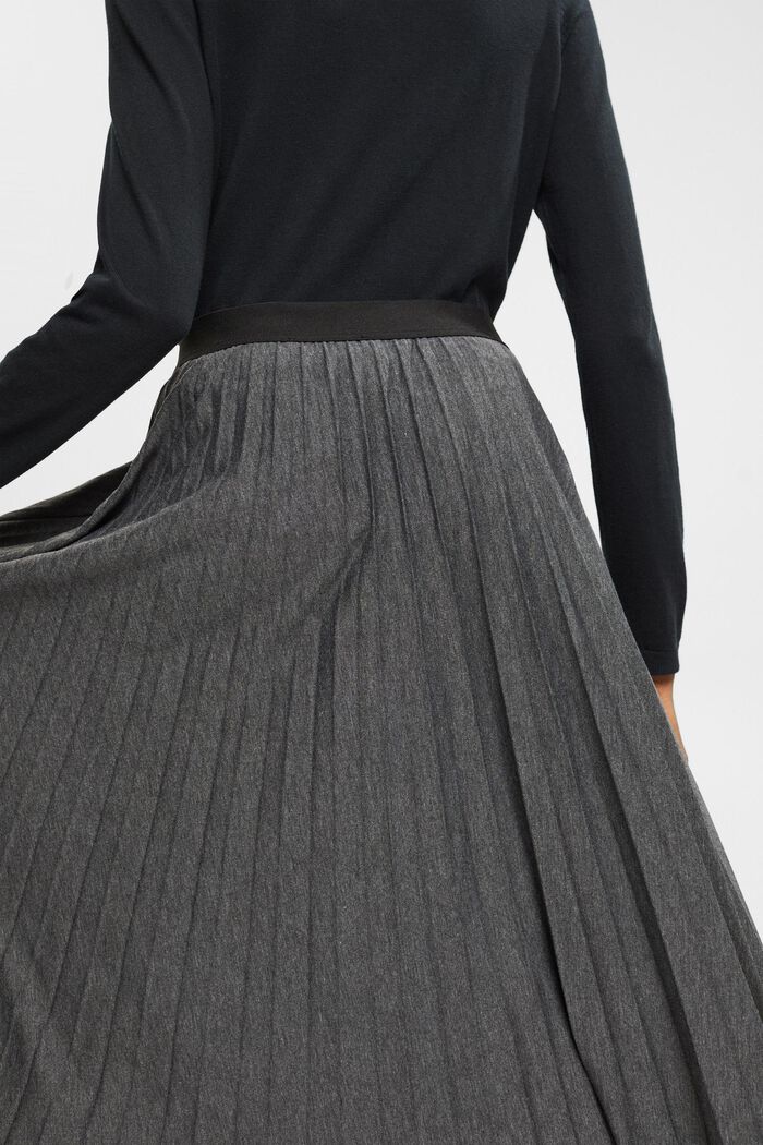 Pleated midi skirt, GUNMETAL, detail image number 0
