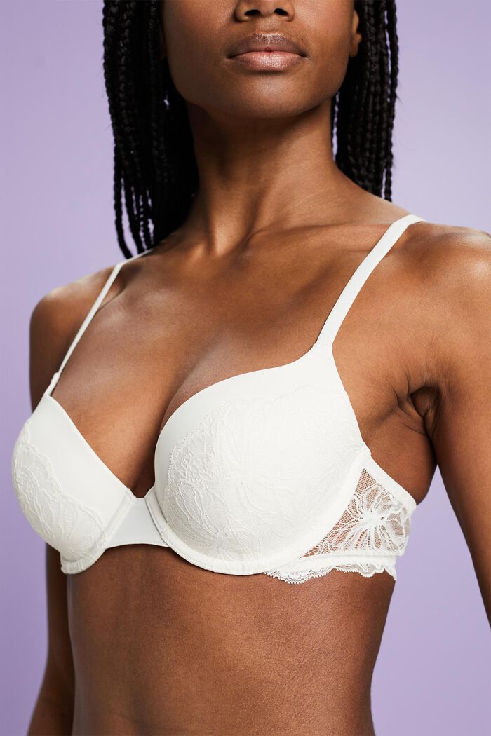 Padded Underwire Lace Bra, OFF WHITE, detail image number 1