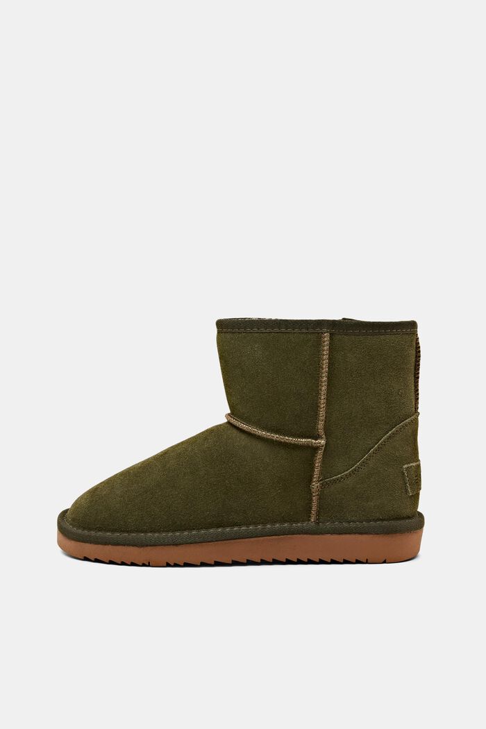Suede Faux Fur Lined Boots, KHAKI GREEN, detail image number 0