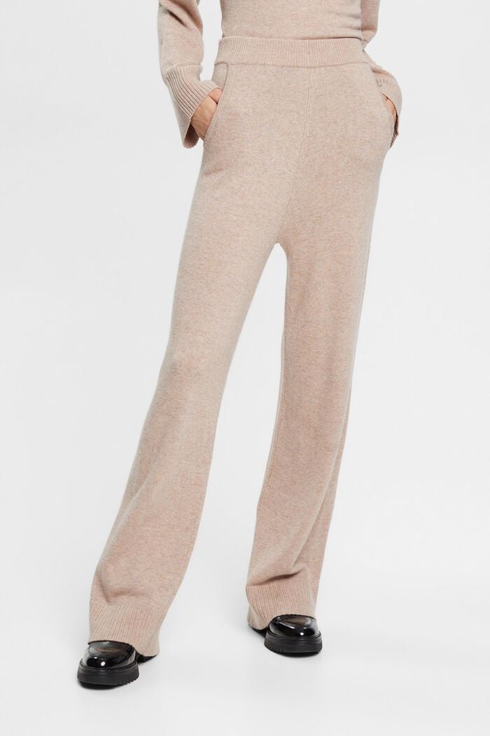 Blended wool knit trousers