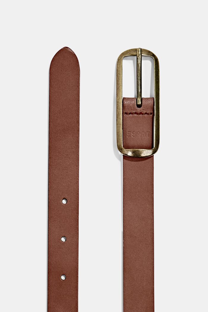 Leather belt with a square buckle, RUST BROWN, detail image number 1