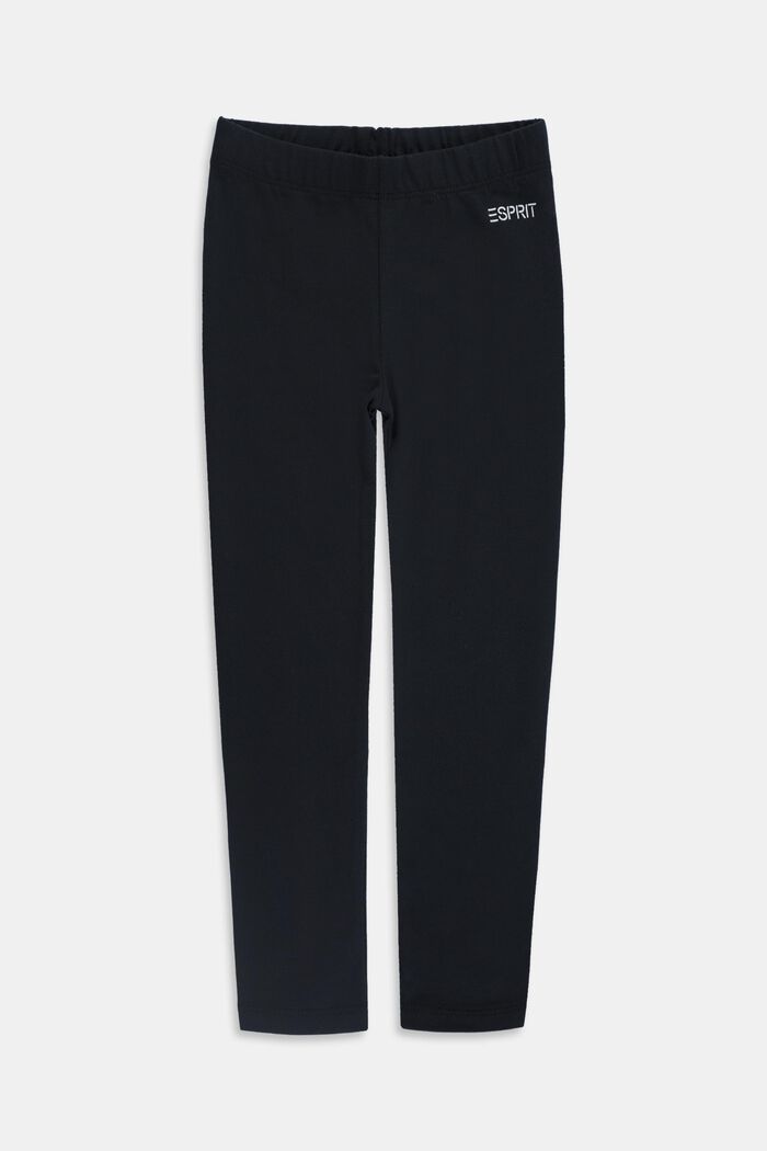 Basic stretch cotton leggings, BLACK, detail image number 0