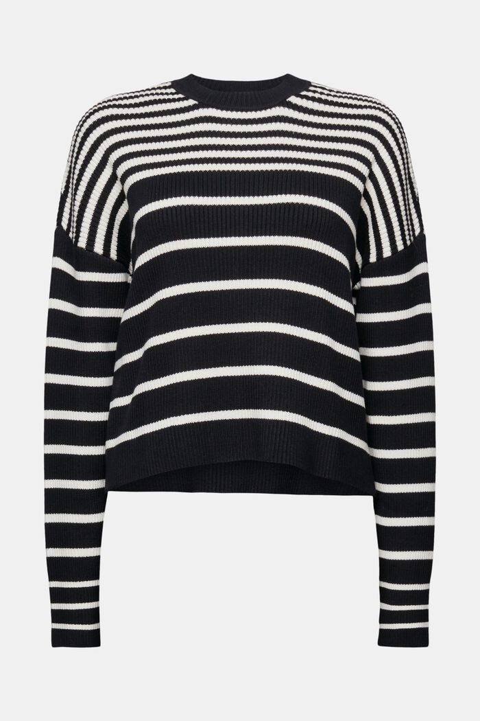 Striped Long-Sleeve Sweater, BLACK, detail image number 6