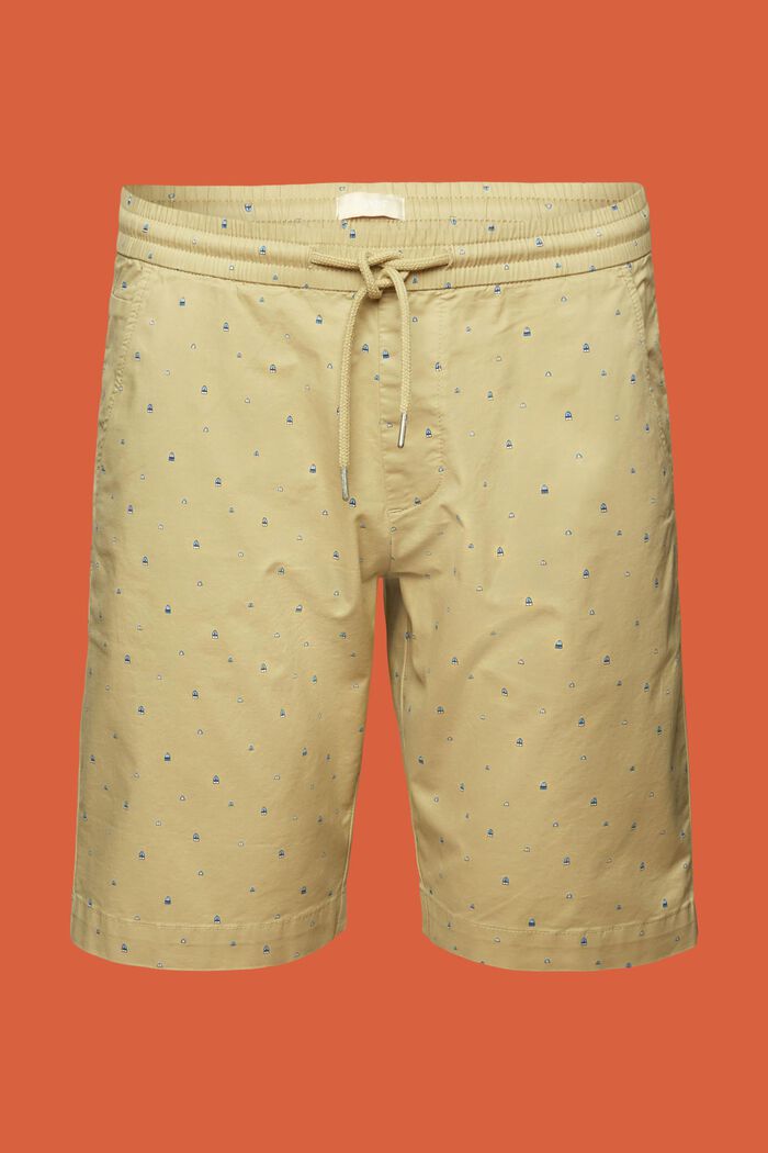 Patterned pull-on shorts, stretch cotton, PASTEL GREEN, detail image number 7
