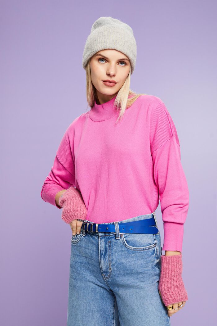 Mock Neck Sweater, PINK FUCHSIA, detail image number 0