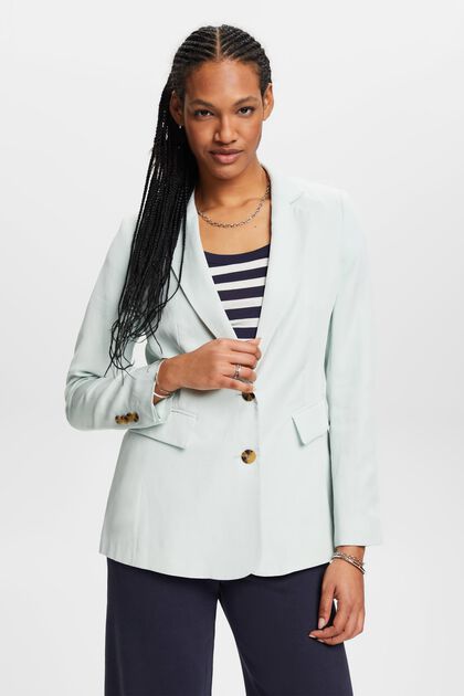 Single-breasted blazer with linen
