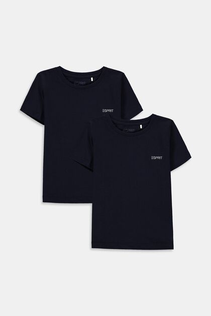 Double pack of T-shirts made of 100% cotton, NAVY, overview