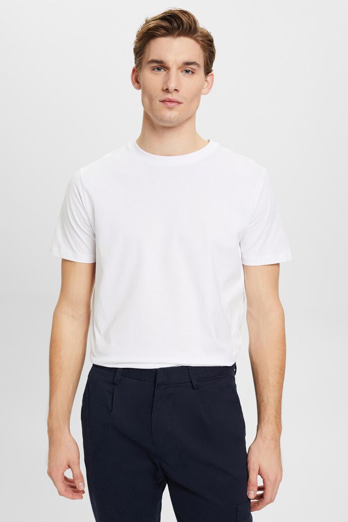 Crewneck Jersey T-Shirt, WHITE, detail image number 0