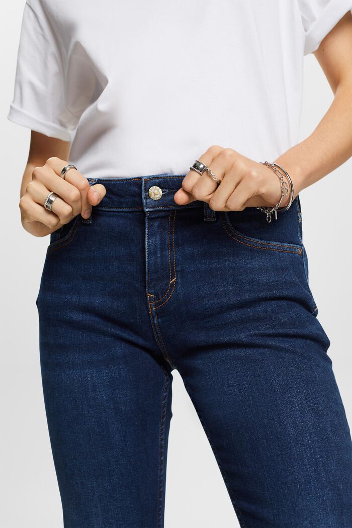 Straight leg stretch jeans, cotton blend, BLUE DARK WASHED, detail image number 4