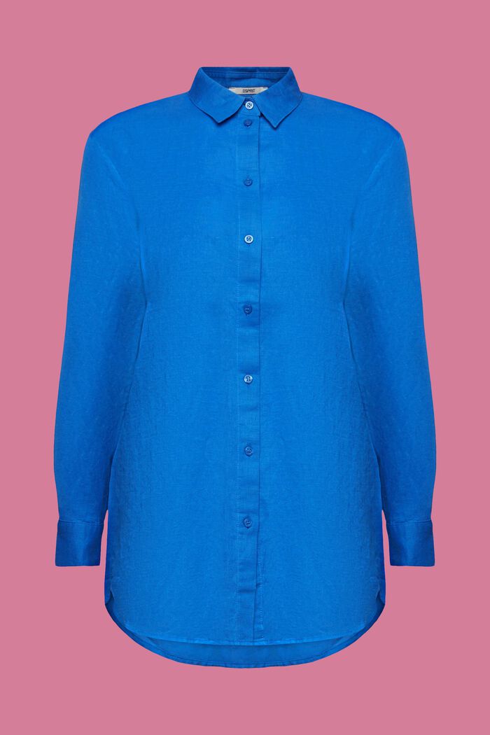 Linen-Cotton Blend Shirt, BRIGHT BLUE, detail image number 6
