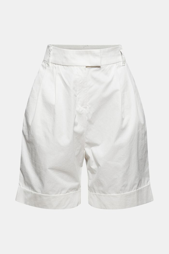 High-rise shorts with waist pleats, cotton