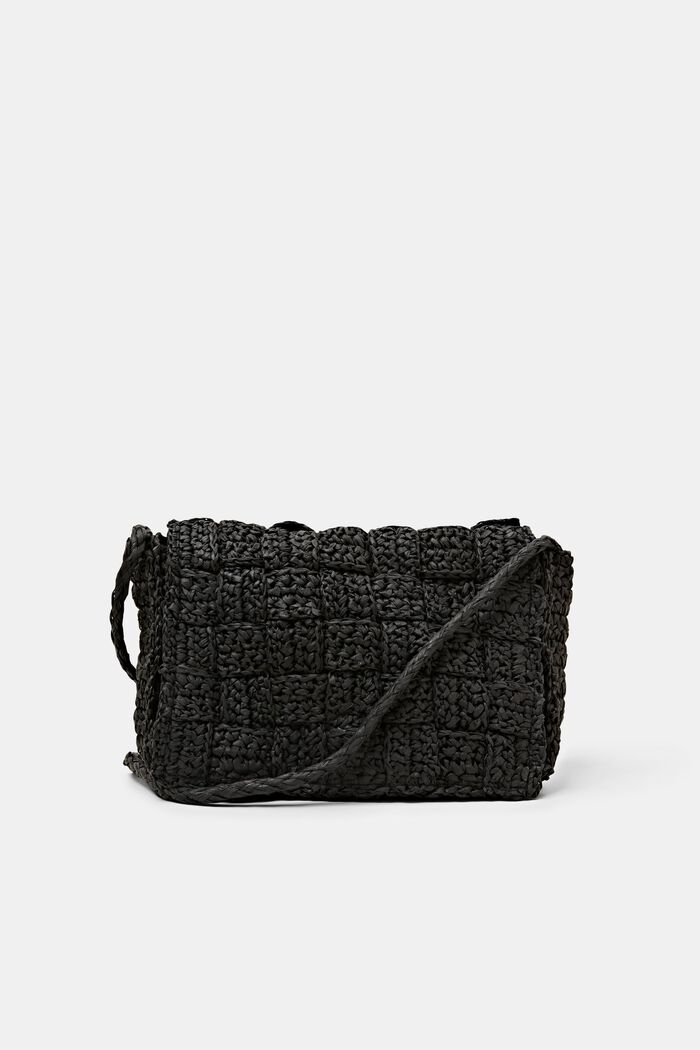 Crochet Flap Shoulder Bag, BLACK, detail image number 0