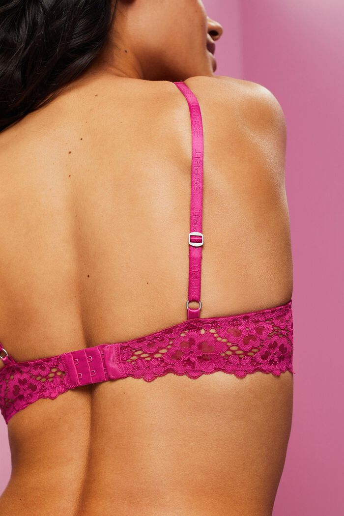 Floral Lace Bra, PINK FUCHSIA, detail image number 3