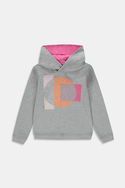 Cotton hoodie with geo print on chest