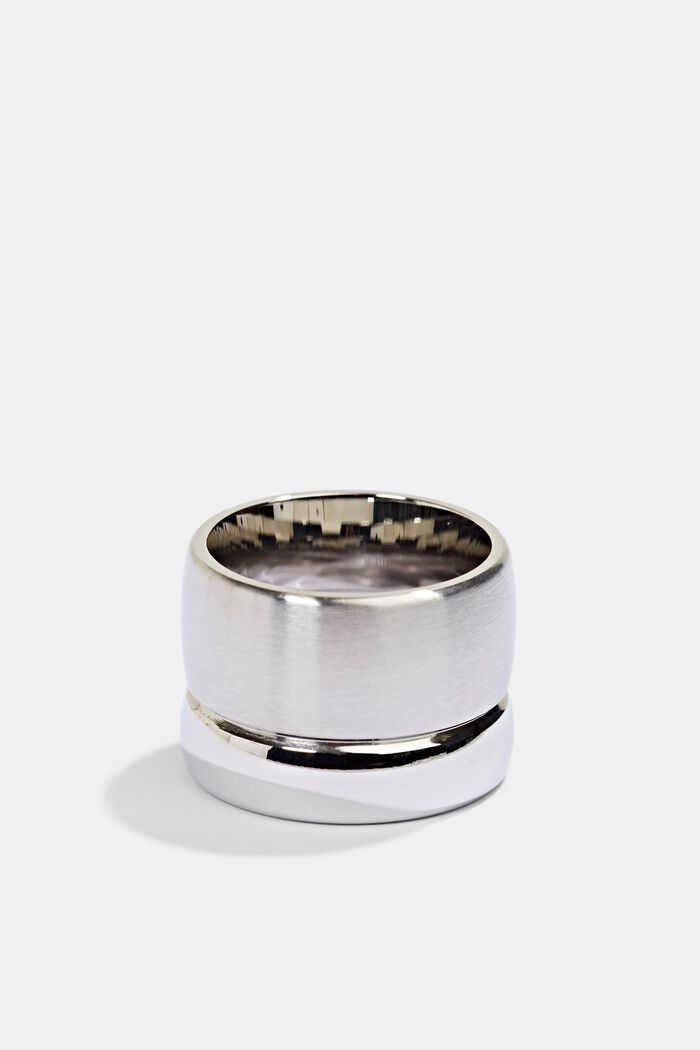 Stainless steel statement ring, SILVER, overview