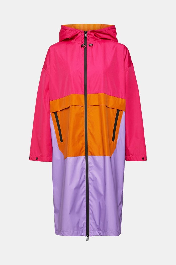 Colour block rain coat