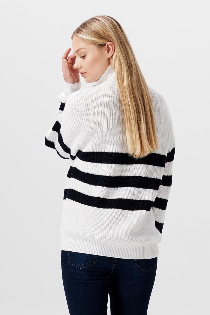 Striped half-zip jumper, organic cotton, OFF WHITE, detail image number 1