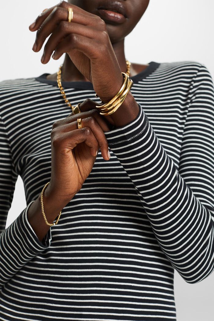 Striped long sleeve top, organic cotton, BLACK, detail image number 2