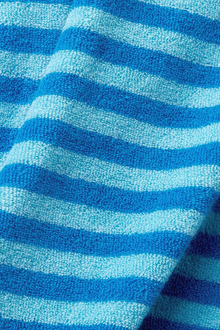 Striped terry cloth bathrobe with hood, TURQUOISE, detail image number 4