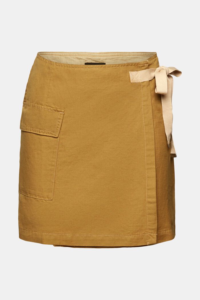 ESPRIT - Wrap-over mini skirt, cotton-linen blend at our online shop