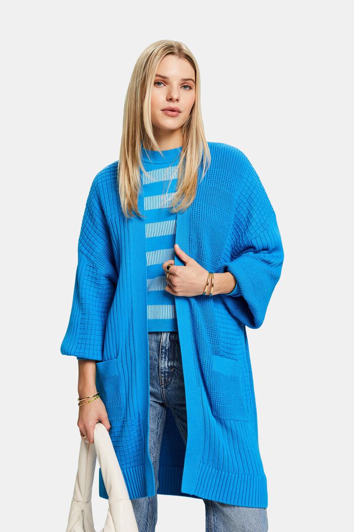 Structured Knit Cardigan, BLUE, detail image number 0