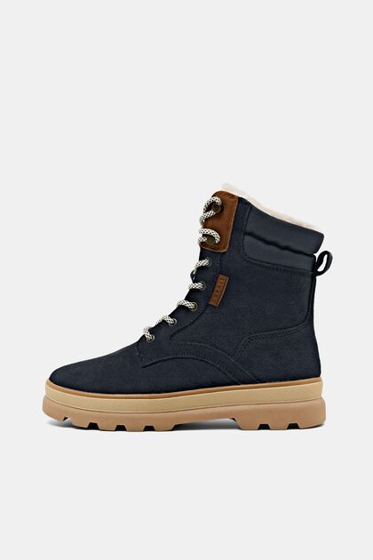 Suede lace-up boots with chunky sole