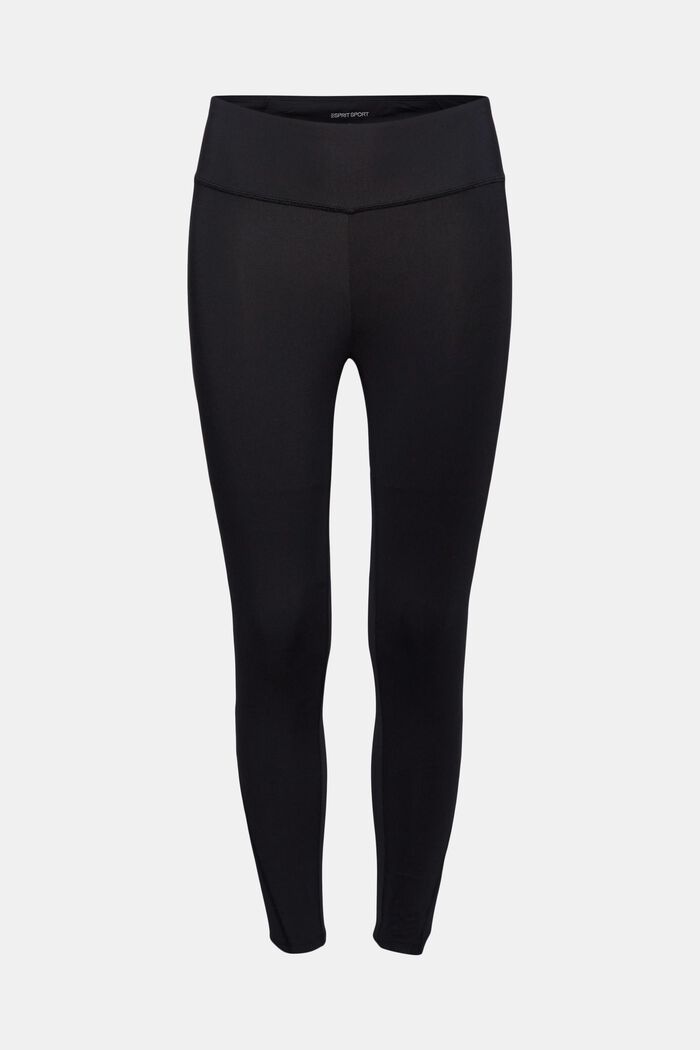 Made of recycled material: leggings with a cropped leg, BLACK, overview