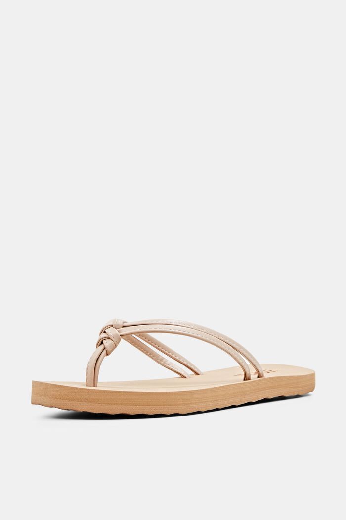 Slip slop sandals with faux leather straps, DUSTY NUDE, detail image number 2