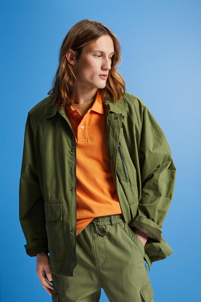 Blended cotton field jacket, OLIVE, detail image number 0