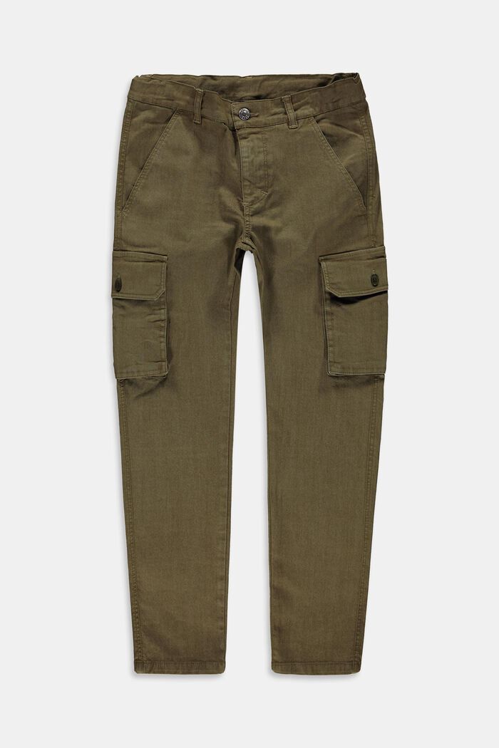 Cargo trousers with an adjustable waistband