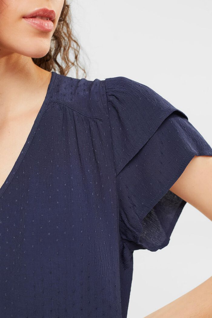 Blouse with flounced sleeves, LENZING™ ECOVERO™, NAVY, detail image number 3
