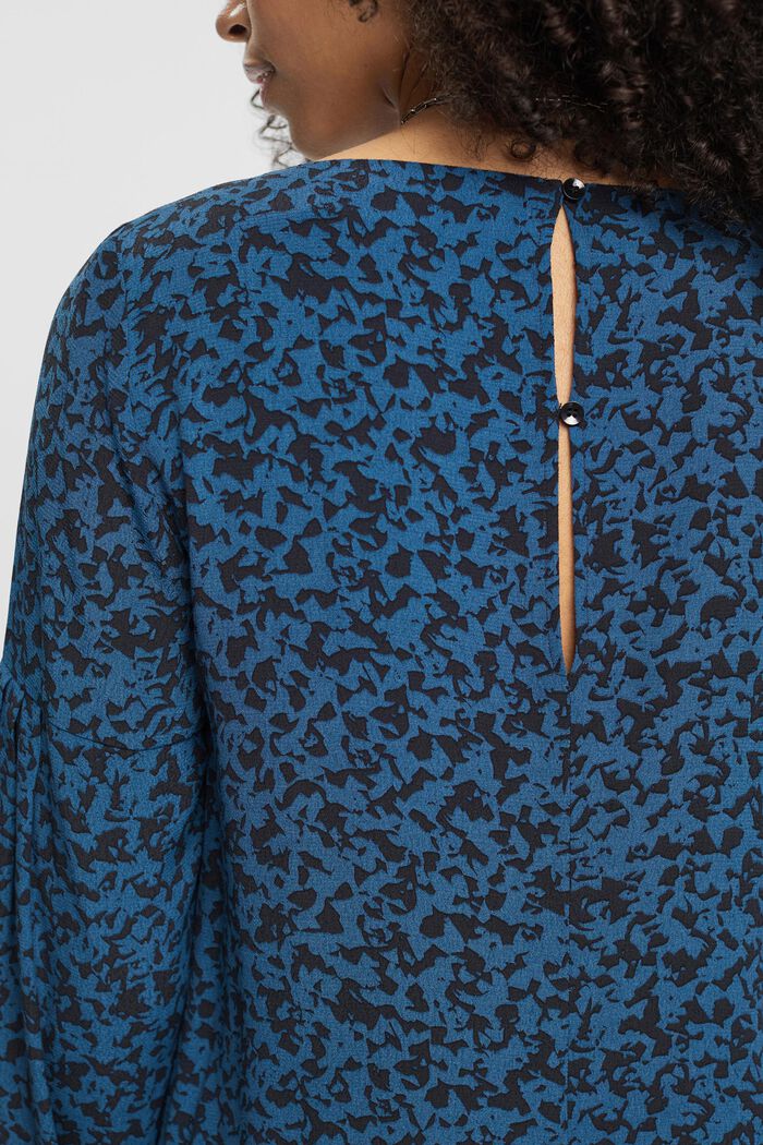Patterned viscose blouse, PETROL BLUE, detail image number 4
