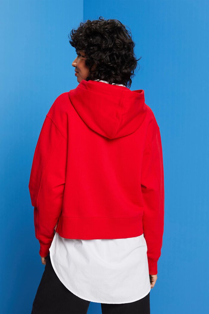 Cropped hoodie, 100% cotton, RED, detail image number 3