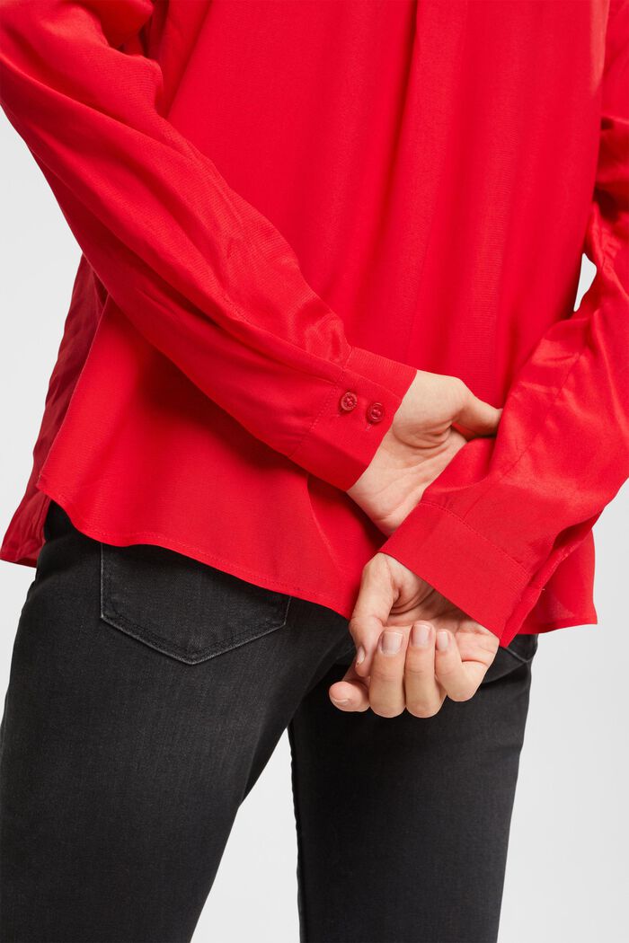 V-neck blouse, LENZING™ ECOVERO™, DARK RED, detail image number 0