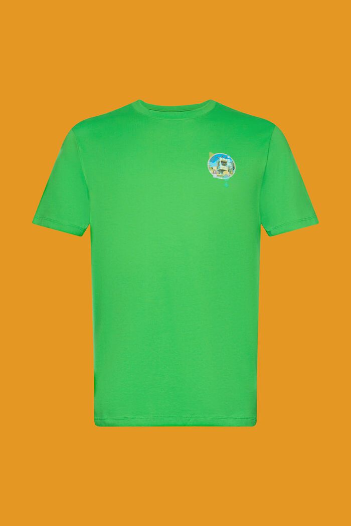 Slim fit cotton t-shirt with small breast print, GREEN, detail image number 6