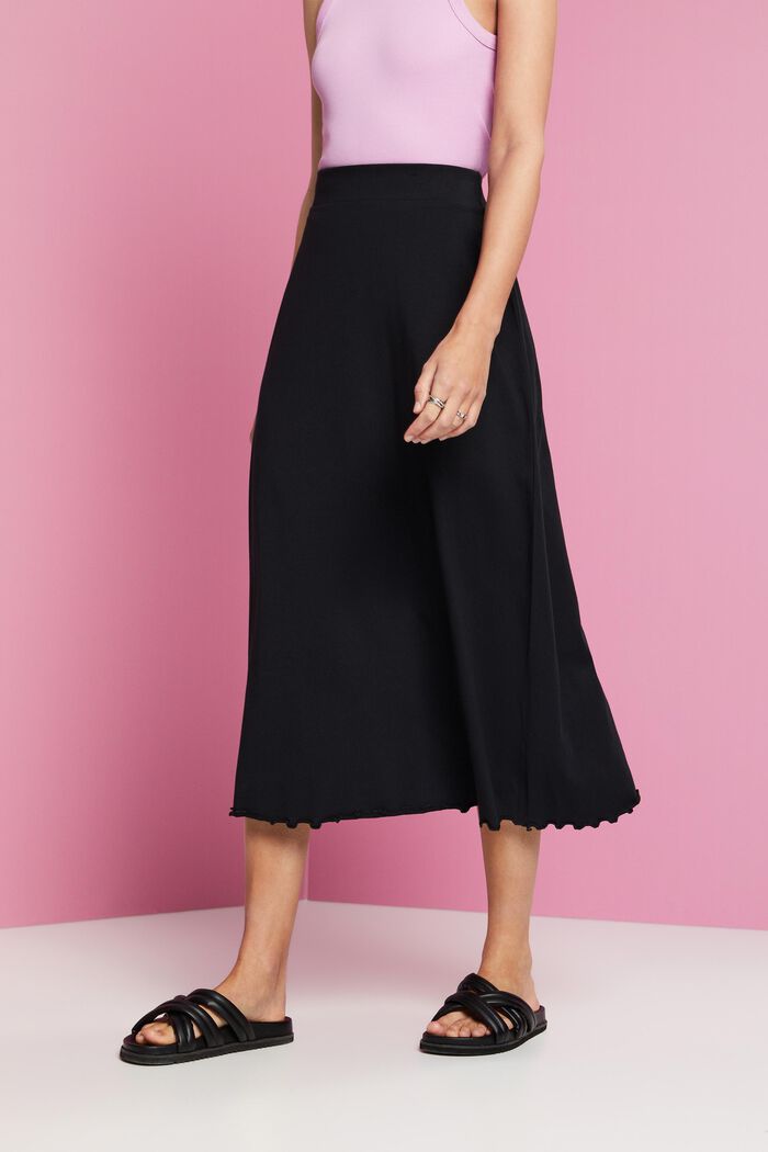 Jersey midi skirt, sustainable cotton, BLACK, detail image number 0