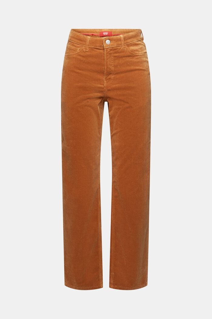 High-Rise Straight Fit Corduroy Trousers, CARAMEL, detail image number 7