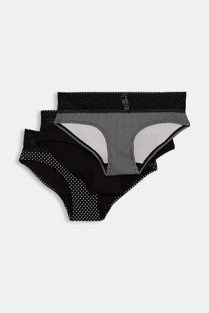 In a triple pack: lace-trimmed briefs, BLACK, detail image number 3