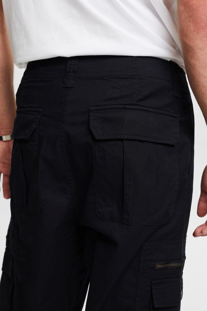 Twill Straight Cargo Pants, BLACK, detail image number 3