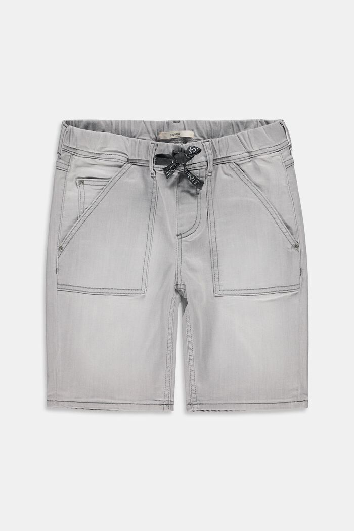 Denim shorts with a stretchy drawstring waistband