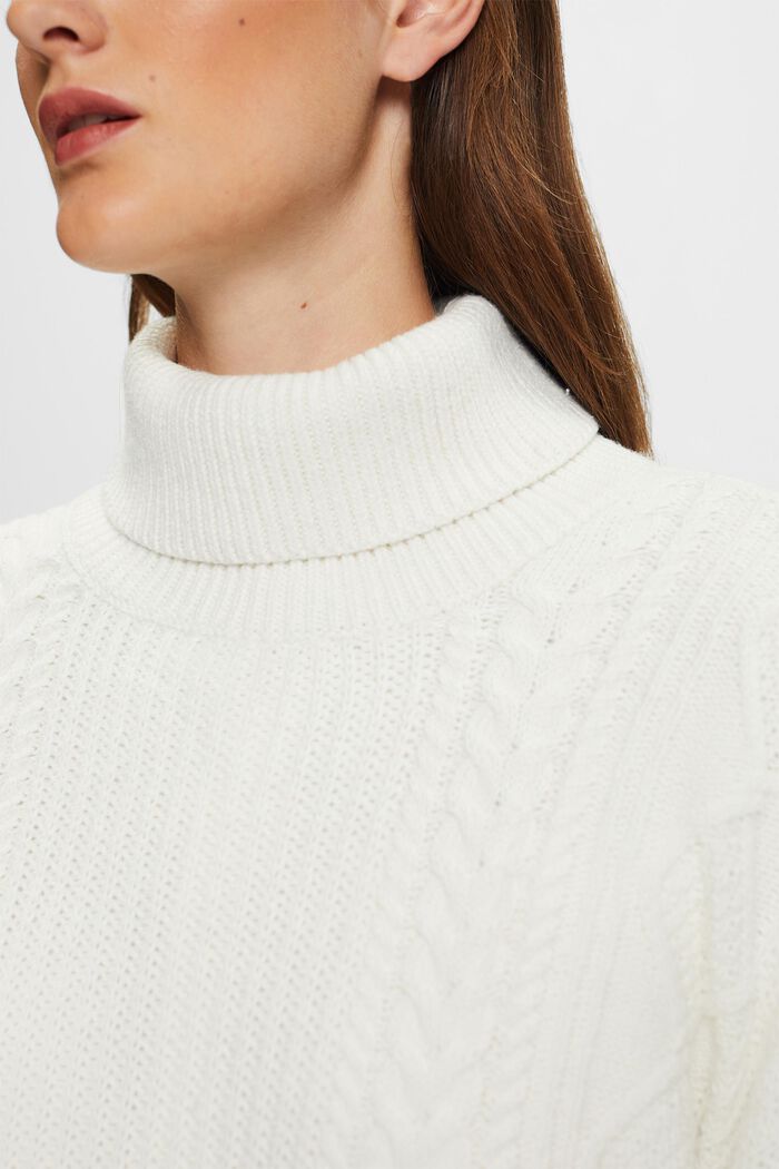 Cable Knit Turtleneck Sweater, ICE, detail image number 1