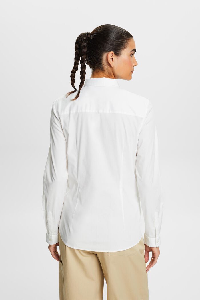Long-Sleeve Poplin Shirt, WHITE, detail image number 4