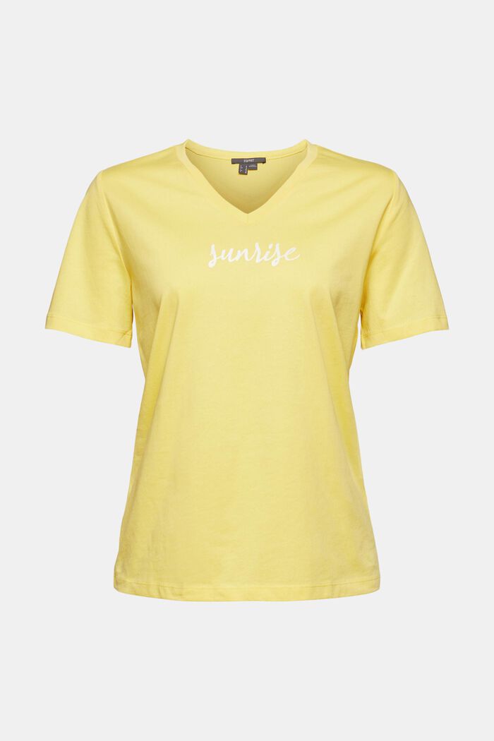 T-shirt with printed lettering, organic cotton, SUNFLOWER YELLOW, overview