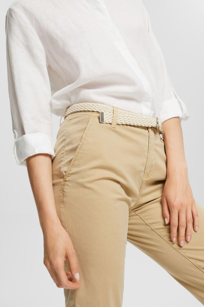 Chinos with braided belt, SAND, detail image number 2