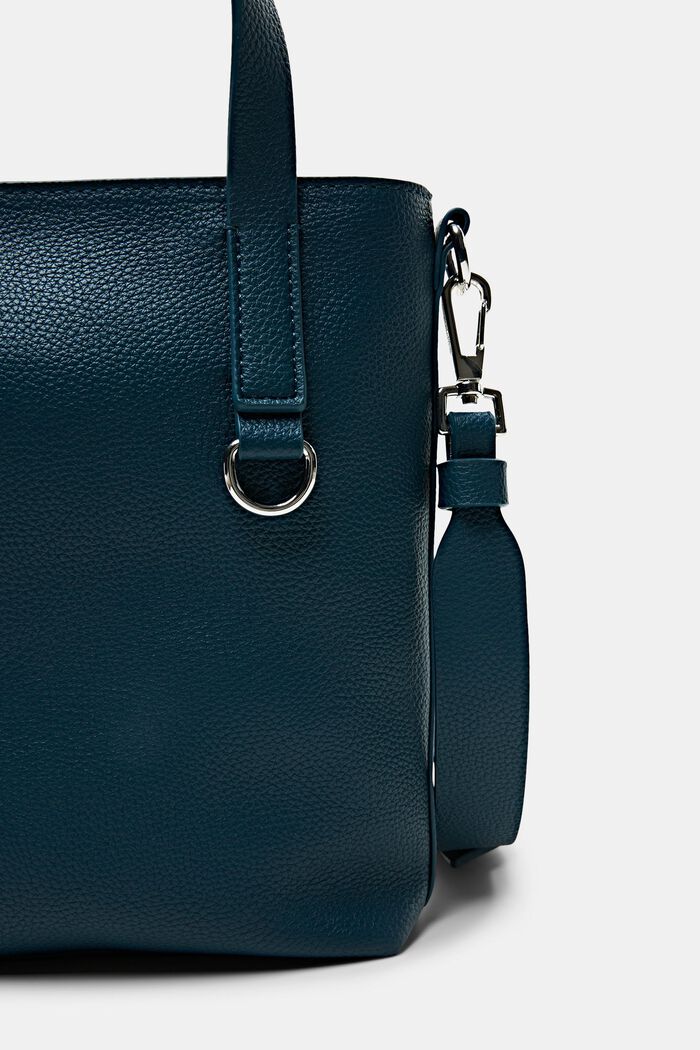 Small faux leather tote bag, TEAL GREEN, detail image number 1