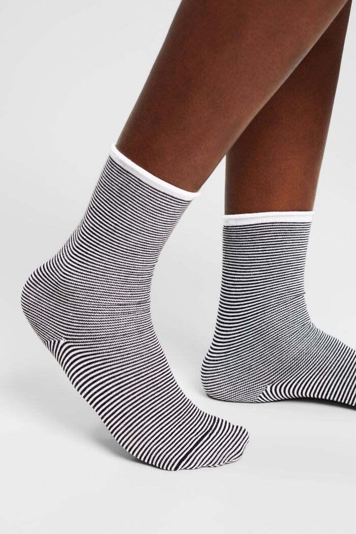 2-pack of striped socks, organic cotton, BLACK/GREY, detail image number 2