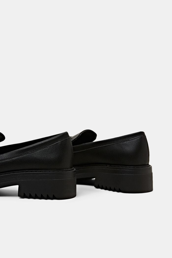 Vegan Leather Platform Loafers, BLACK, detail image number 4