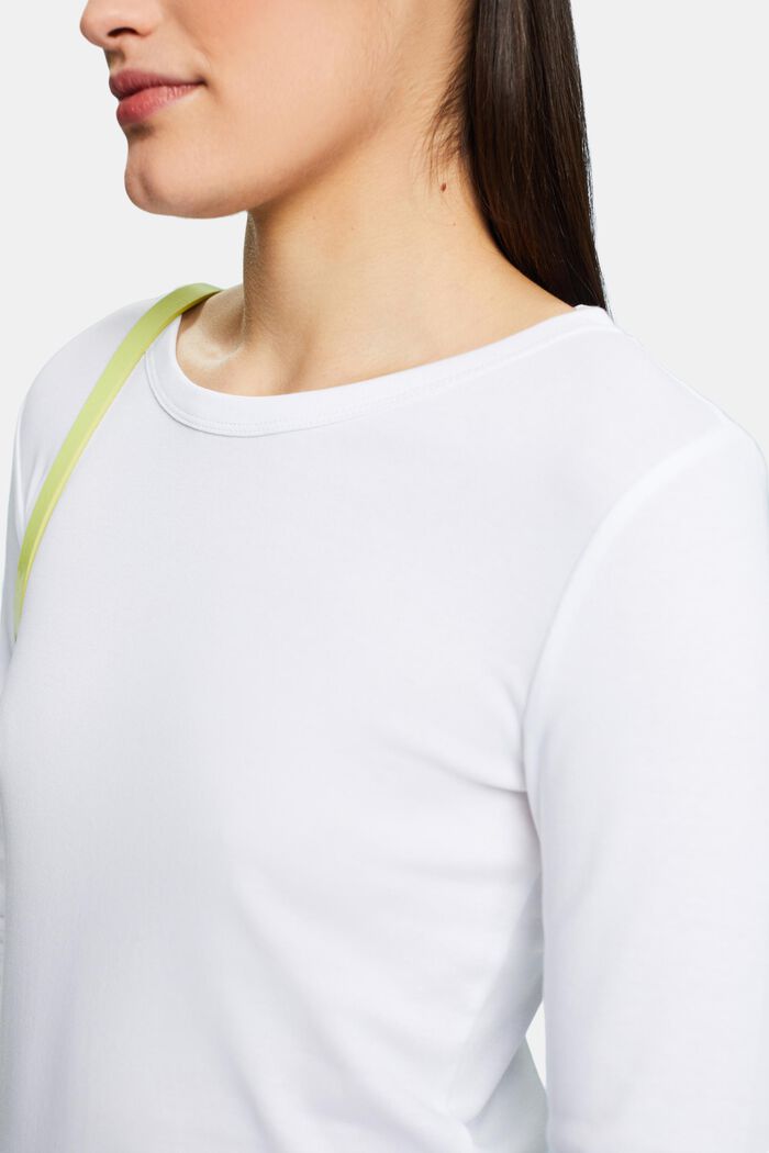 Long-Sleeve Cotton Jersey  T-Shirt, WHITE, detail image number 3