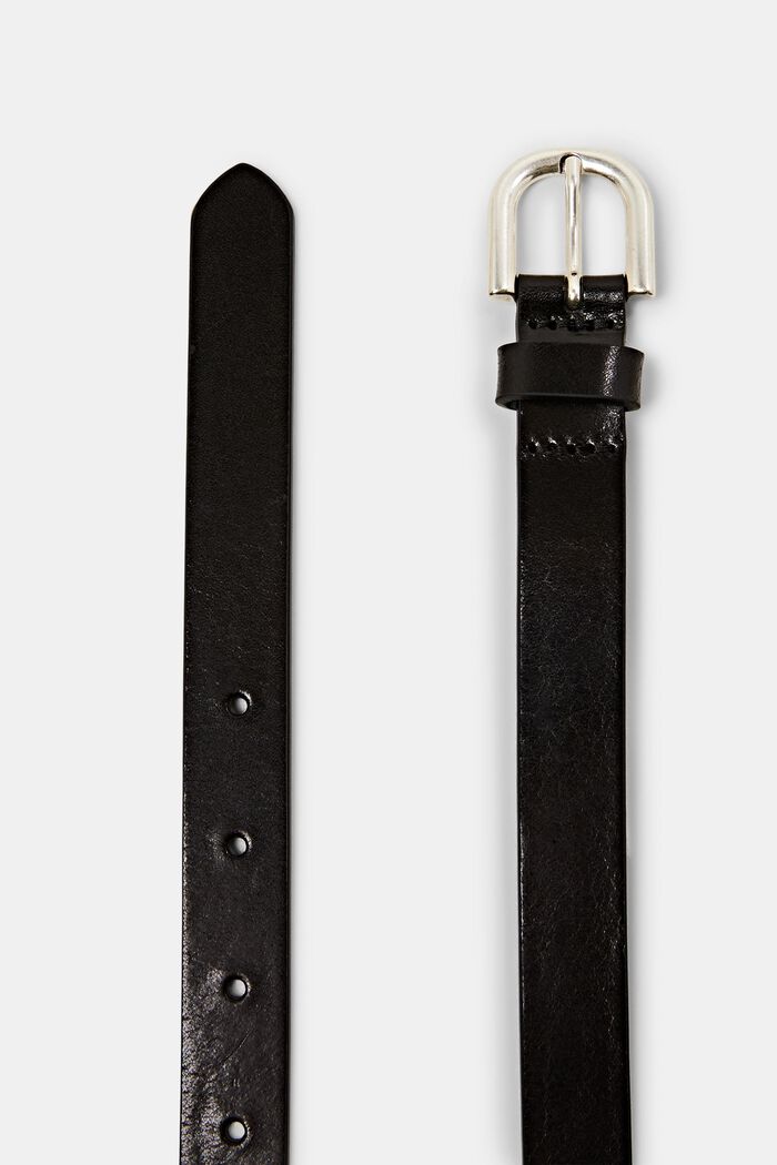 Skinny Leather Belt, BLACK, detail image number 1